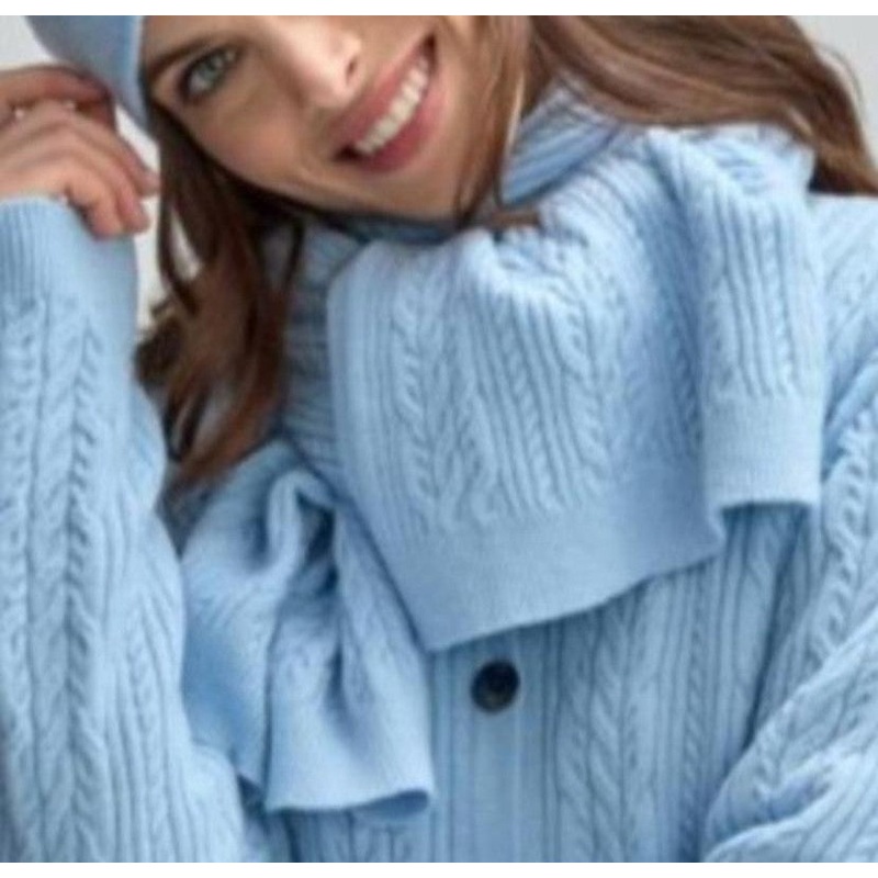 Atelier by Lyse Spenard Cable Knit Scarf – Blue