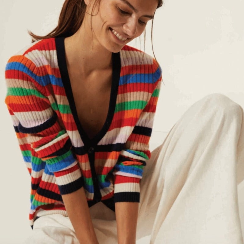 Autumn Cashmere Stripe Cardigan – Multi