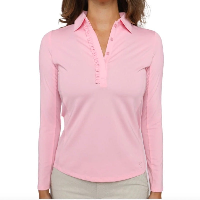 Golftini L/S Ruffle Polo – Light Pink