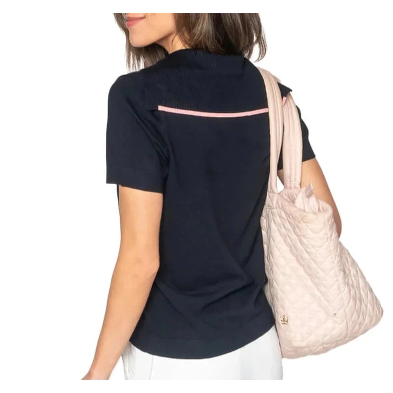 Golftini S/S Sweater – Navy/PInk