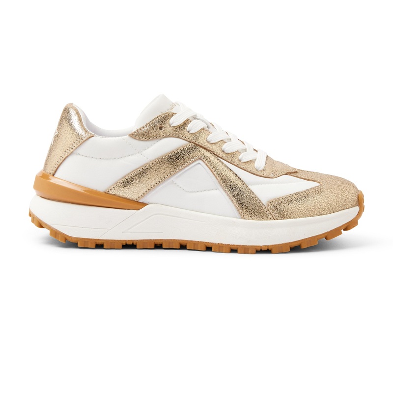 Swing Out Sister Ladies Spikeless Colour Block Golf Shoes in White & Gold