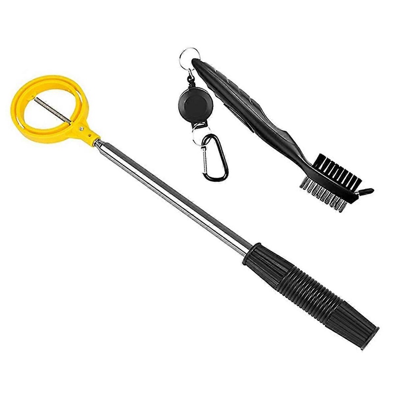 Golf Ball Retriever, Stainless Telescopic Extendable Golf Ball Retriever for Water with Golf Brush Golf Ball Pick Up