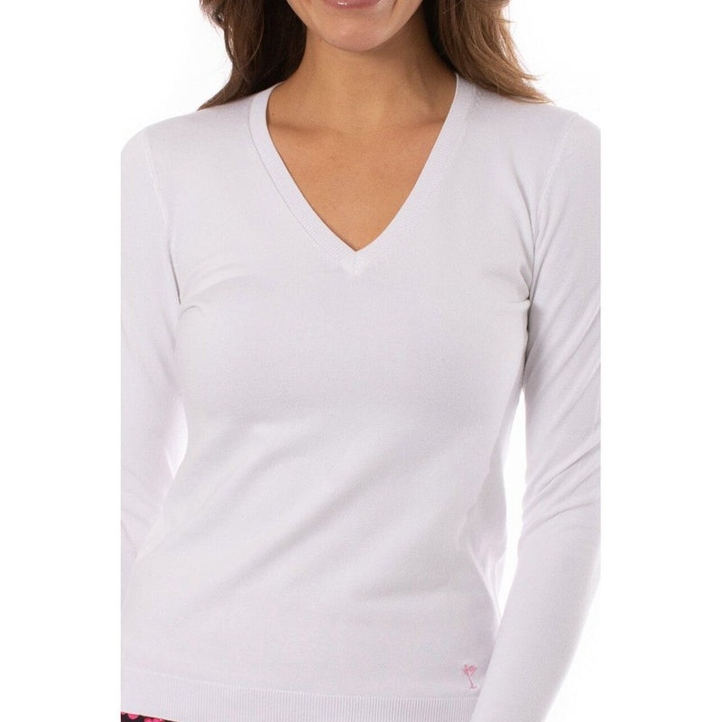 Golftini V-Neck Sweater – White