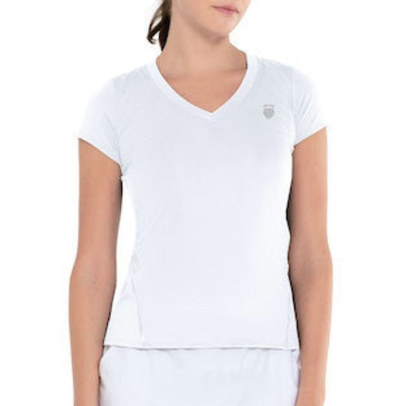 Lucky In Love/K-Swiss S/S V-Neck Tee – White