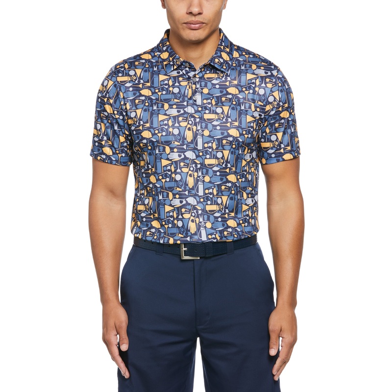Men’s Stamped Golf Print Golf Polo