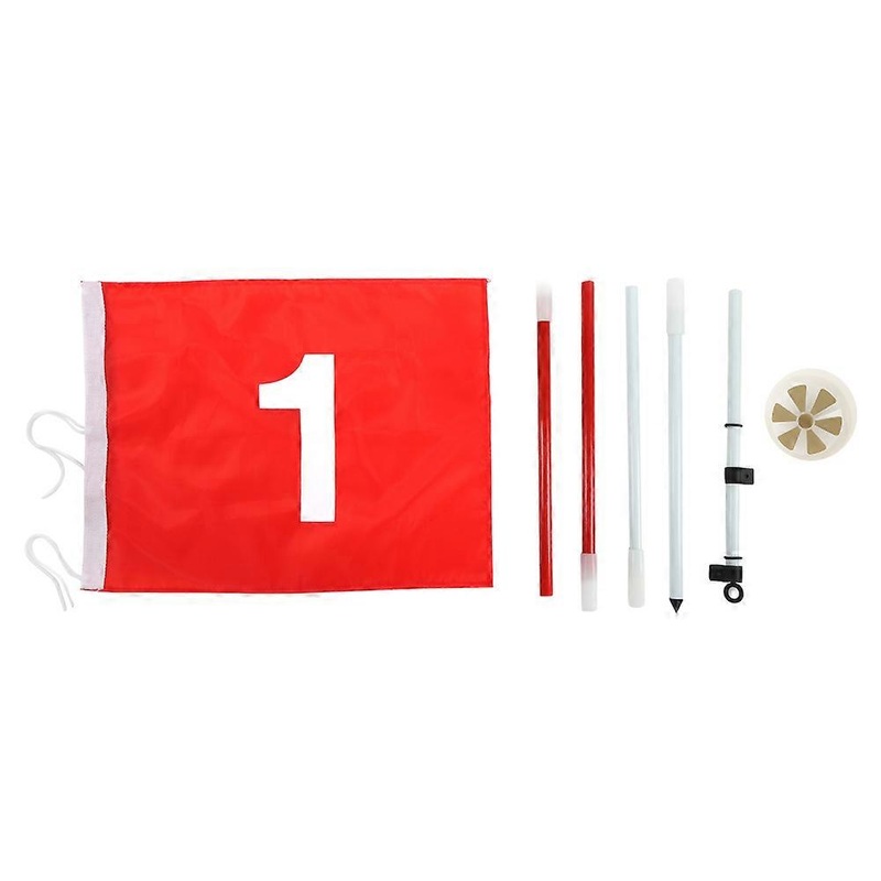 5 Section Detachable Golf Flagpole and Hole Cup Set, Red Flag Practice Training Aid