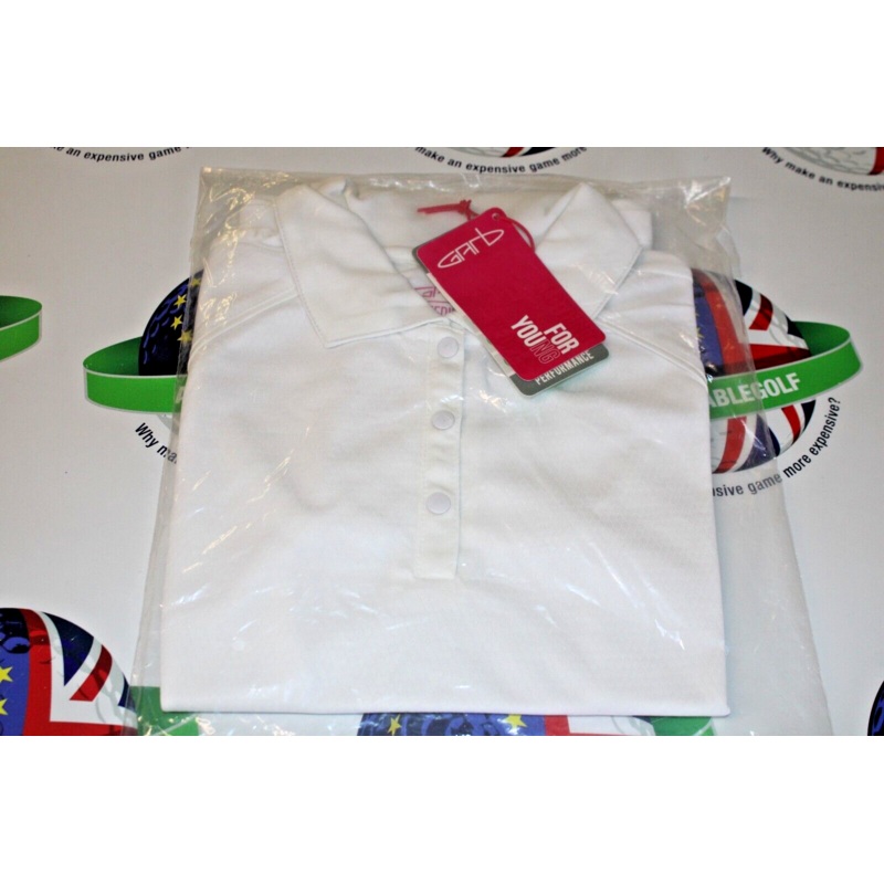 Garbinc Laura Junior Girls Polo Shirt White Size Medium Ages 7-8