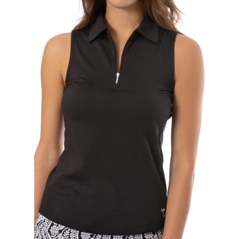 Golftini S/L Zip Tech Polo – Black