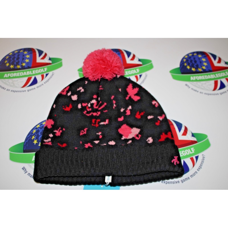 Green Lamb Black Confetti Pom Beanie Hat One Size Fits All
