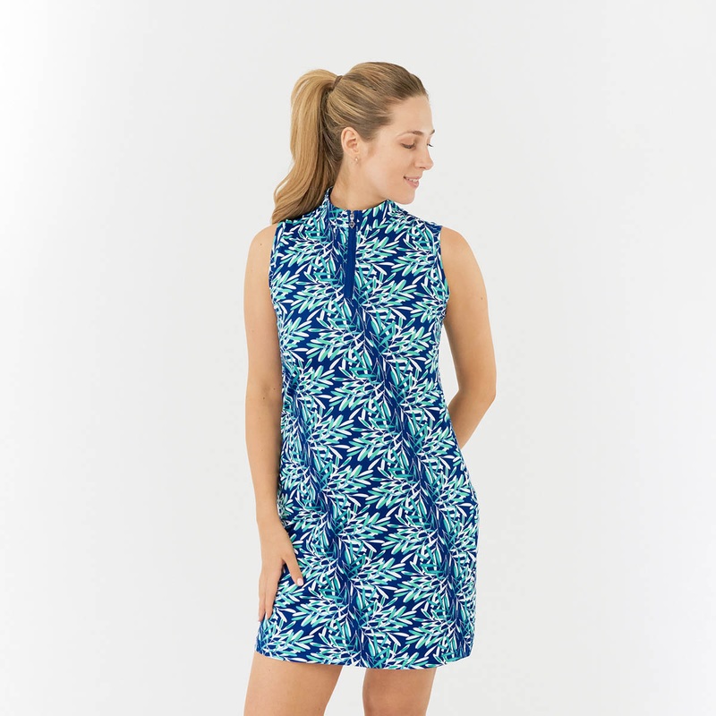 Pure Golf Sleeveless Dress in Palm Print Design