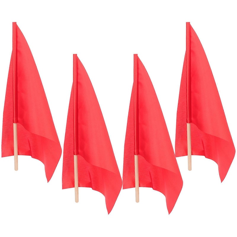 Red Referee Signal Flags Set of 4 Lightweight Handheld Match Flags for Outdoor Sports Racing Events High Visibility Durable Easy Grip