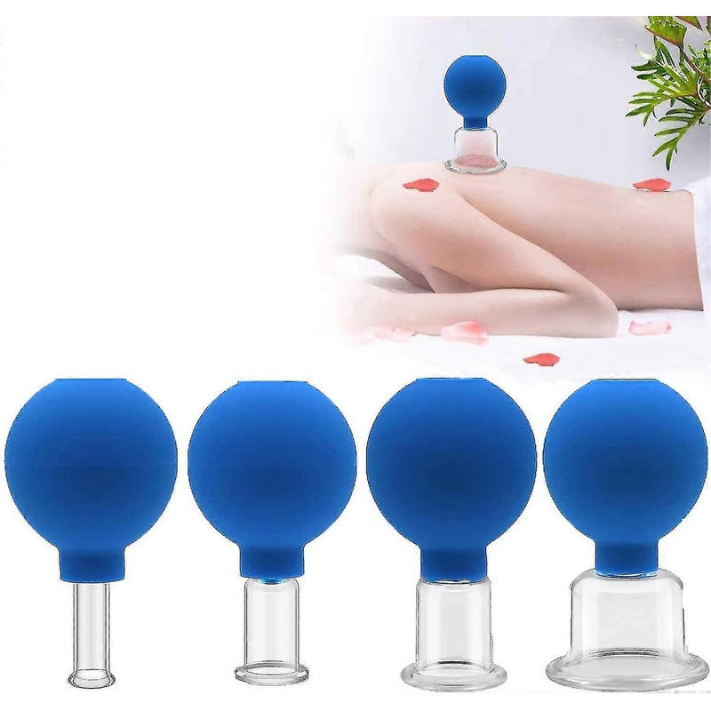 Set Of 4 Cupping Glasses With Ball 15-25-36-52mm For Professional