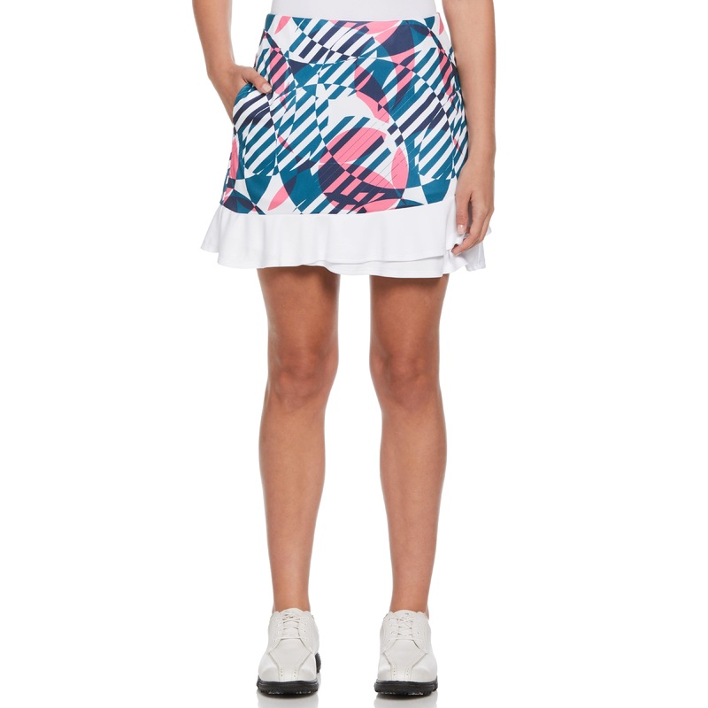 Women’s Geometric Print Golf Skort with Curved Hem and Mesh Insert