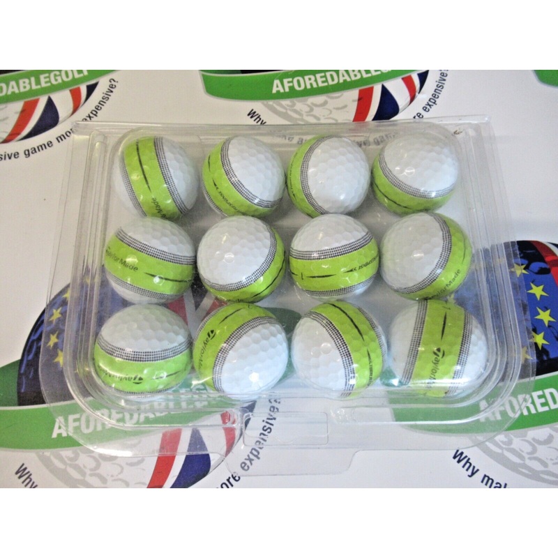 12 Taylormade Tour Response Stripe White/Green Golf Balls Pearl/Pearl 1 Grade