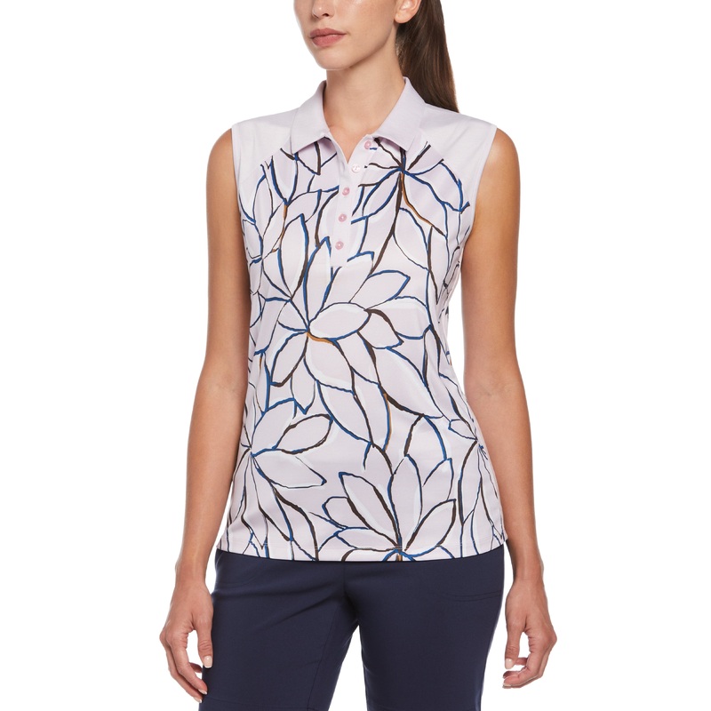 Women’s Linear Floral Polo|Pink Nectar|XS|S|M|L|XL|XXL