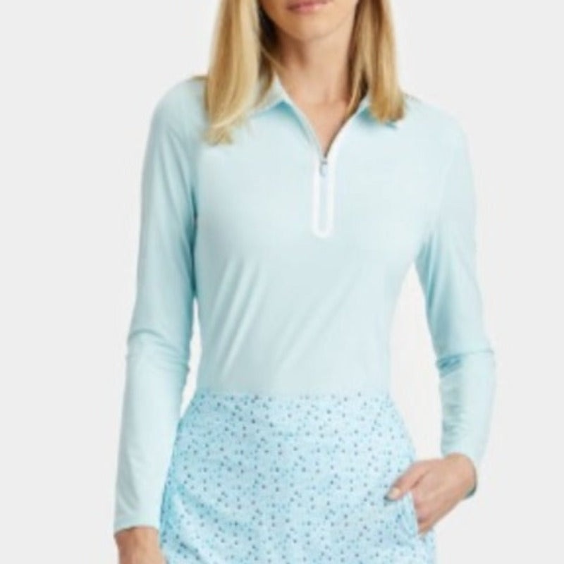 G/FORE Silky Tech Zip L/S Polo – Daybreak