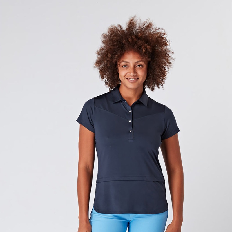Swing Out Sister Ladies Cap Sleeve Polo in Navy Blazer