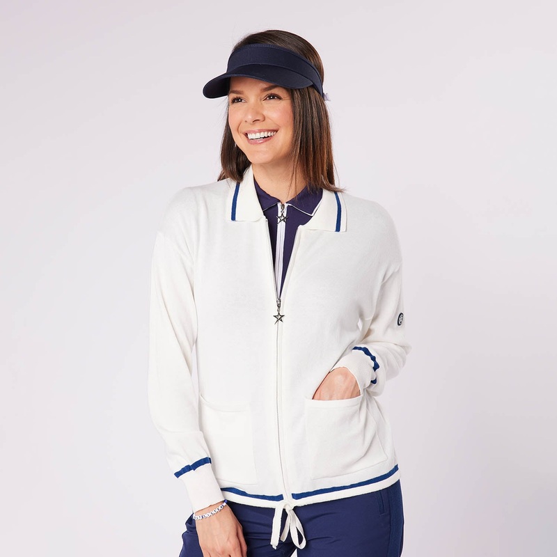 Swing Out Sister Ladies Full Zip Cotton Blend Cardigan with Drawstring