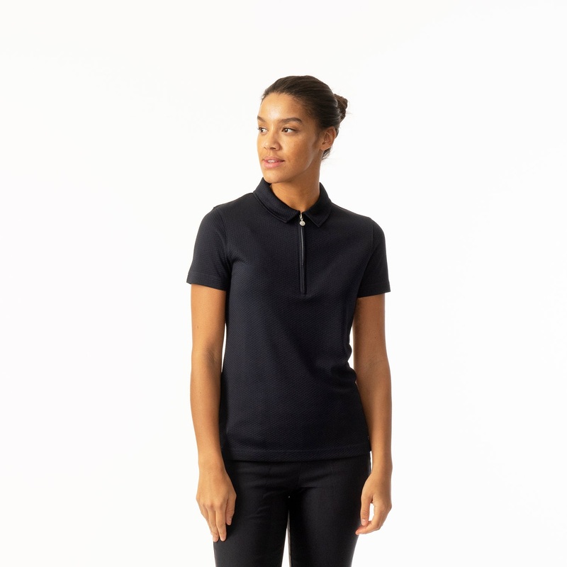 Daily Sports Honeycomb Structured Short Sleeve Polo Shirt in Navy