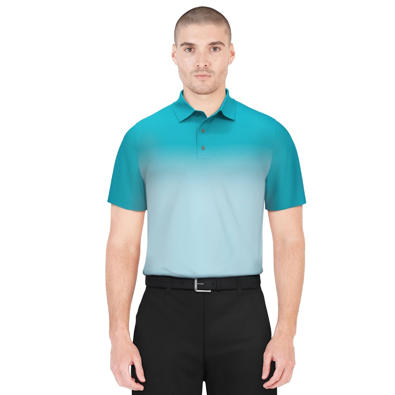 Men’s Ombre Print Golf Polo|Cyan Blue|S|M|L|XL|XXL|XXXL