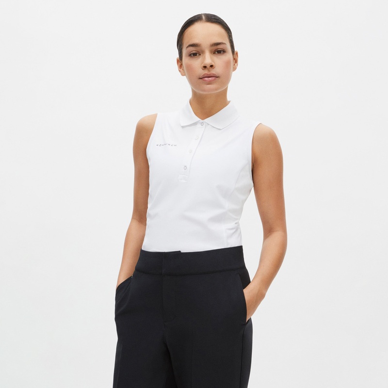 Rohnisch Ladies White Sleeveless Polo with Textured Panels