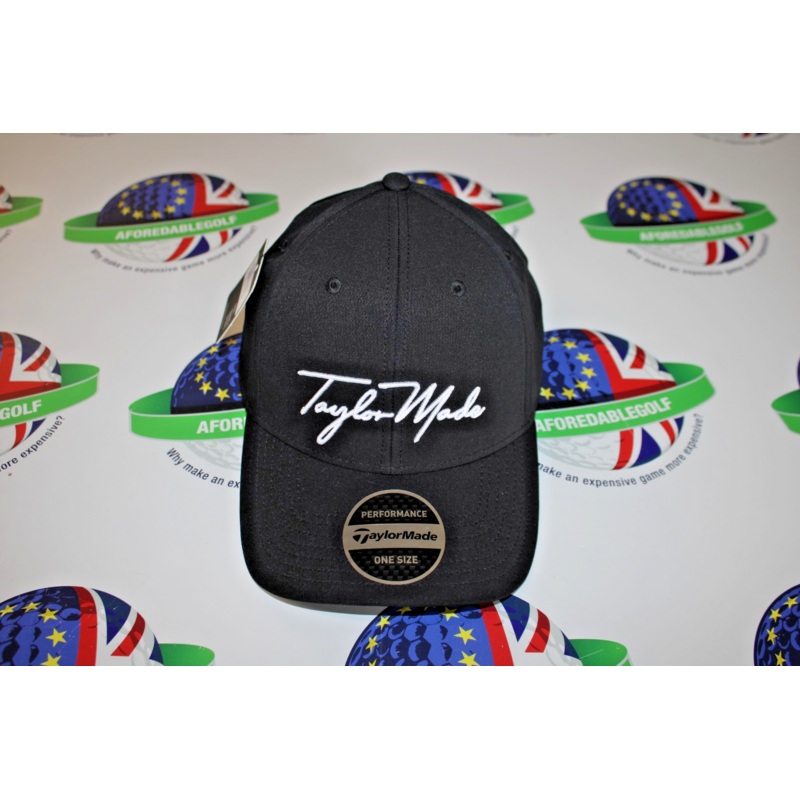 Taylormade Script Seeker black adjustable golf cap one size fits all