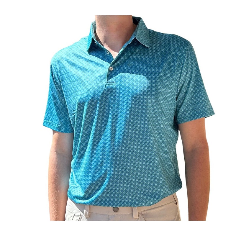 Danini Men’s S/S Polo – Turquoise Print