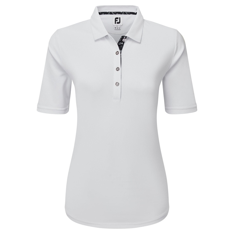 FootJoy Ladies White Half Sleeve Pique Polo