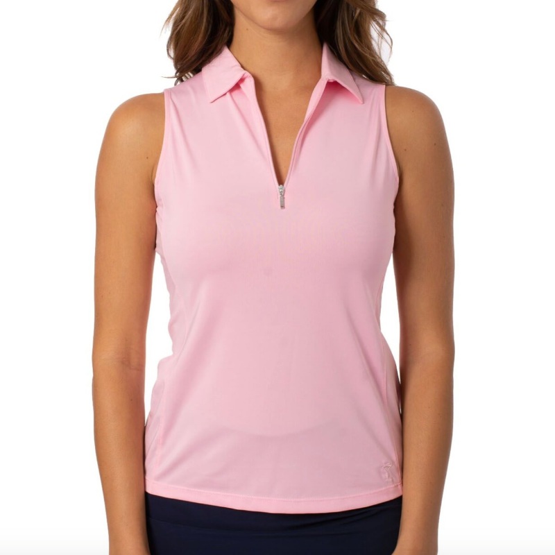 Golftini S/L Zip Tech Polo – Light Pink