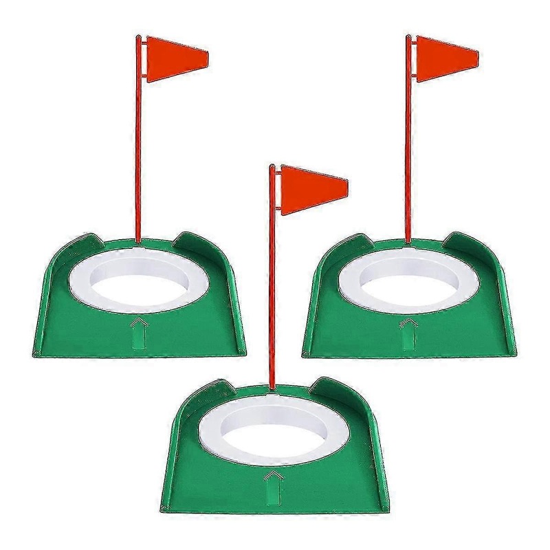 3 Pcs Golf Putting Cup Set – Training Aids with Plastic Flag in Green & Red for Golf Accessories & Practice Putters