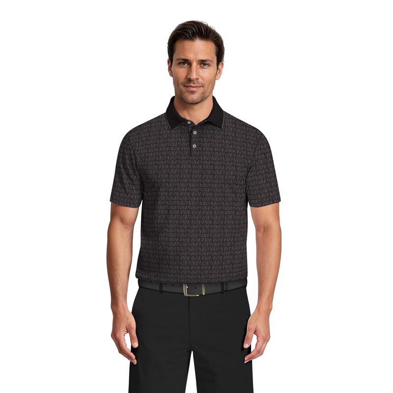 Men’s All-Over Linear Argyle Jacquard Golf Polo