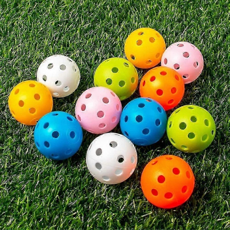 Practice Golf Flying Golf Cutout Plastic Golf Training Ball Airflow Golf Ball for Driving Range Home Indoor 12 Pack Any Color Mix