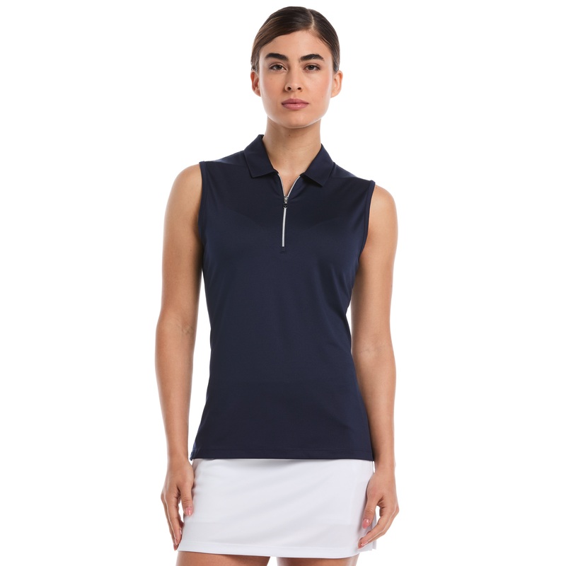Women’s 1/4 Zip Solid Sleeveless Golf Polo