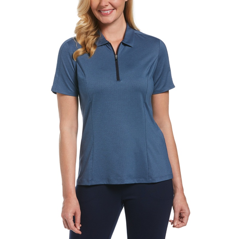 Women’s Tonal Heather Quarter Zip Golf Polo