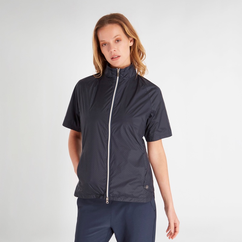 Green Lamb Women’s Navy Half-Sleeve Ultra-lightweight Windbreaker