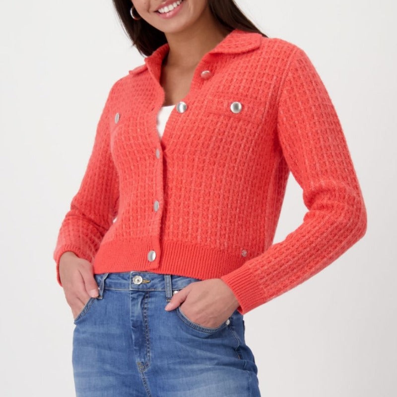 Monari Button Cardigan – Coral