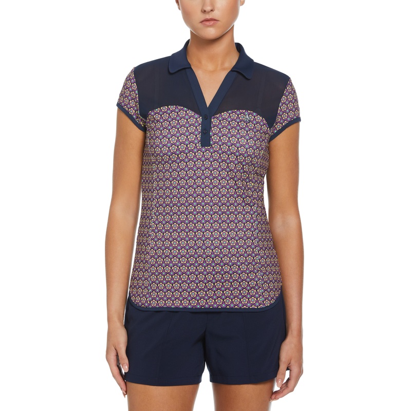 Women’s Sweetheart Floral Print Cap Sleeve Polo