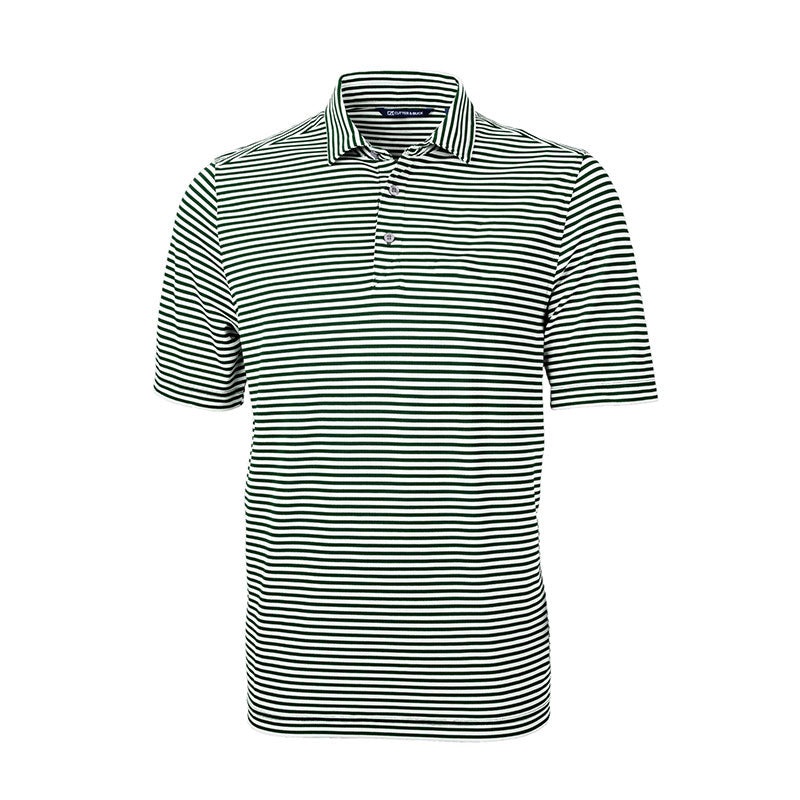 CUTTER & BUCK Virtue Eco Pique Stripe Men’s Polo (Hunter)
