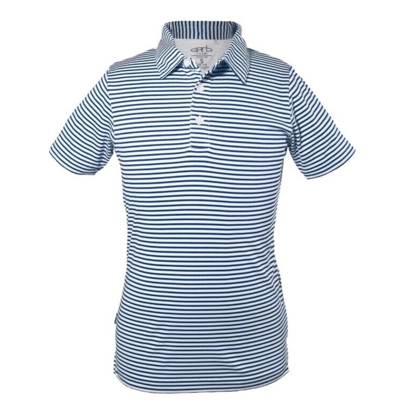 Garbinc Carson Junior Boys Polo Shirt Navy/White Stripe Size Large Ages 9-10