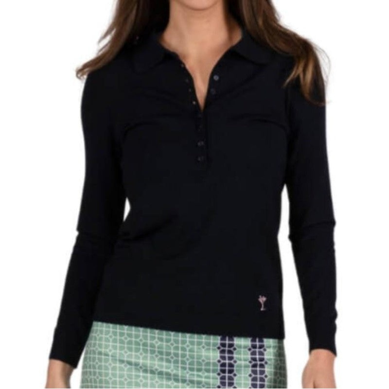 Golftini Button Polo Sweater – Navy