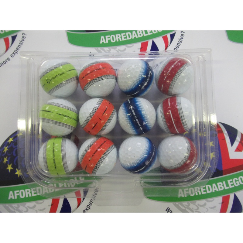 12 Taylormade Tour Response Stripe Mixed Colours Golf Balls Pearl/Pearl 1 Grade