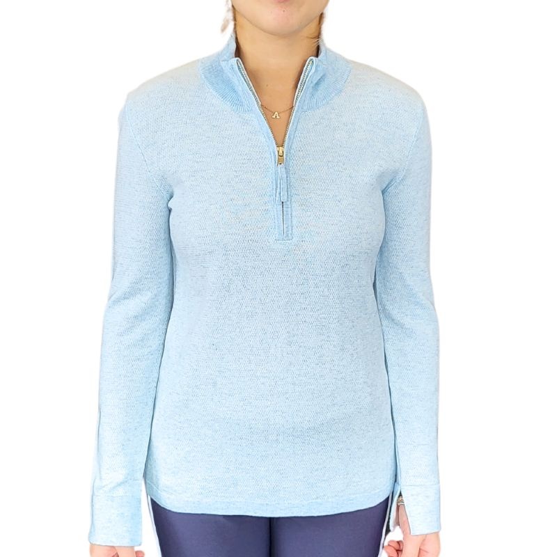 Alashan Cashmere Birdseye Zip Pullover – Blue