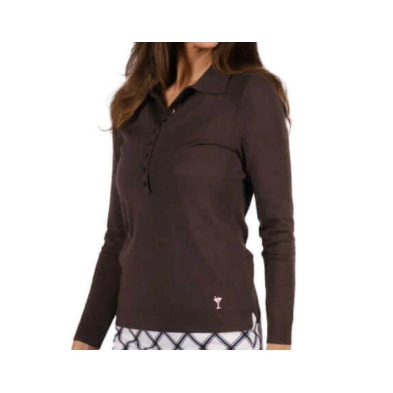 Golftini Button Polo Sweater – Cocoa
