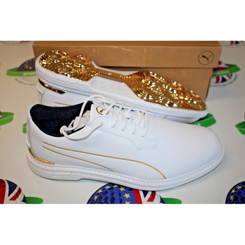Puma Limited Edition Royale Players Golf Shoes White/Deep Navy/Old Gold Size 11