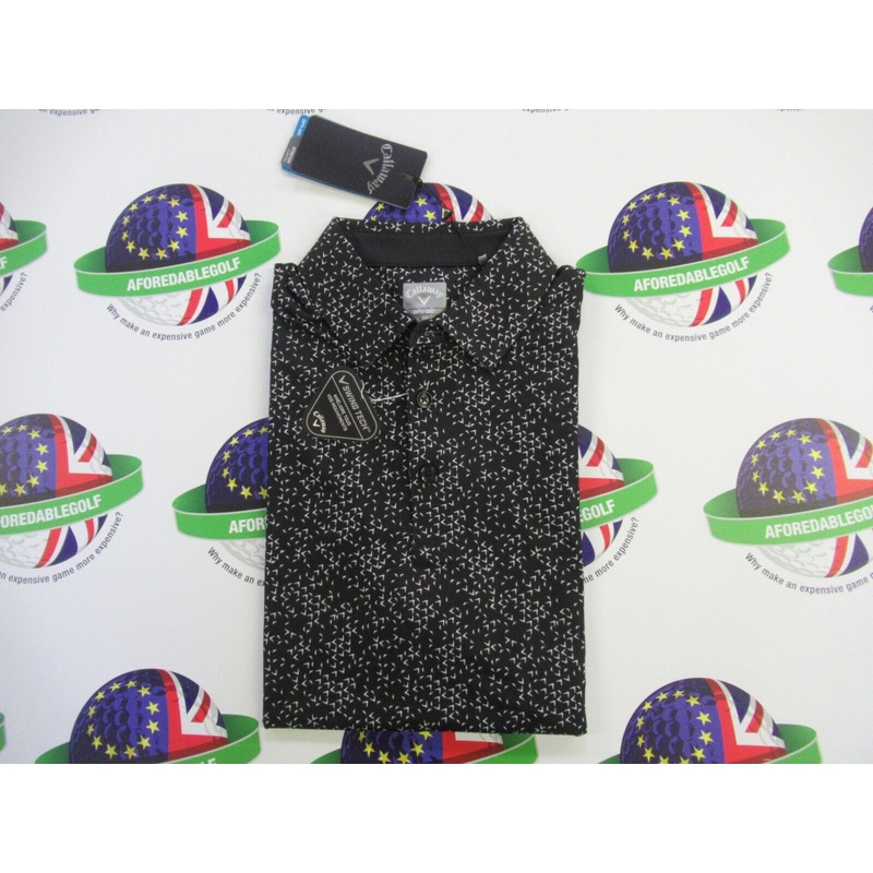Callaway Golf All Chev Printed Polo Shirt Black/Bright White UK Size Small