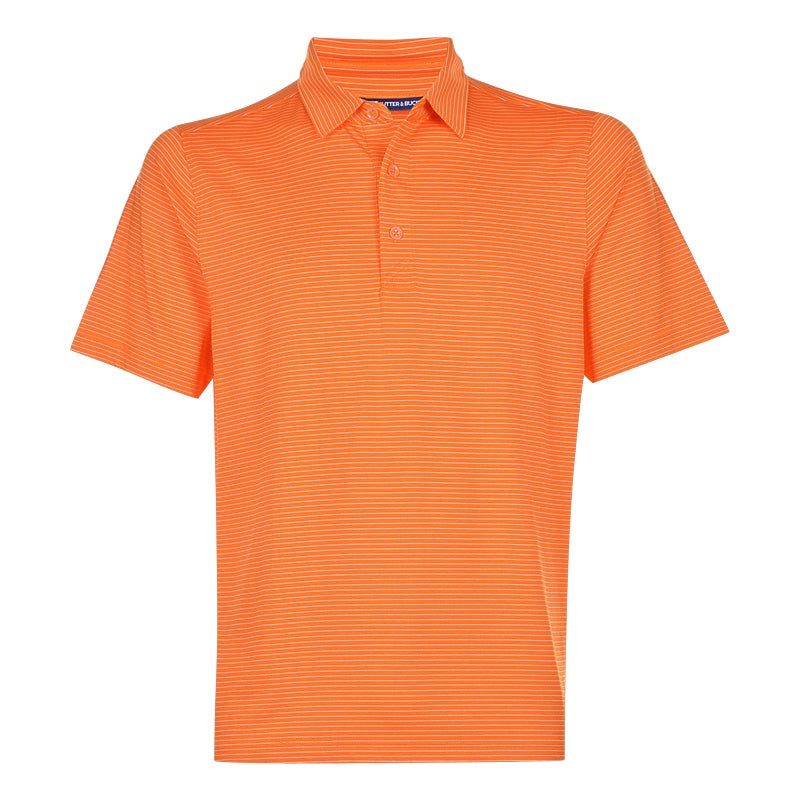 CUTTER & BUCK Forge Pencil Stripe Men’s Polo (Orange Burst)