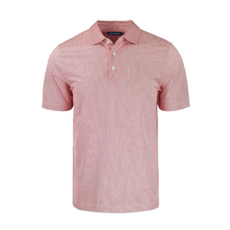CUTTER & BUCK Pike Eco Symmetry Print Men’s Polo (White/Red)