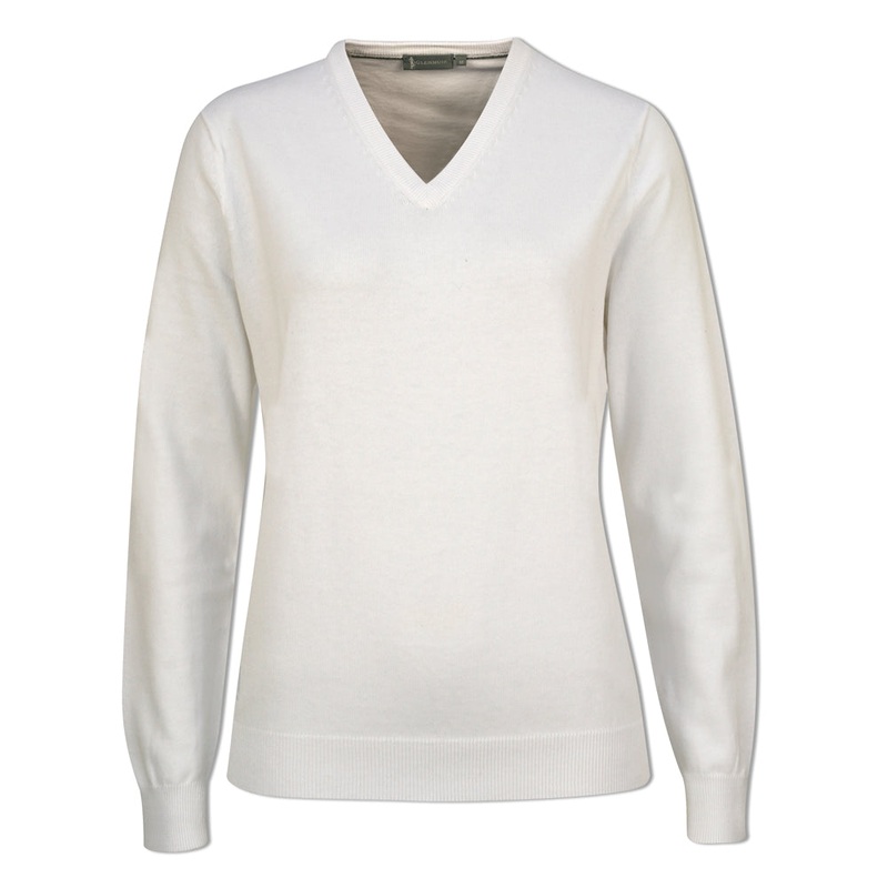 Glenmuir Ladies 100% Cotton V-Neck Sweater in White