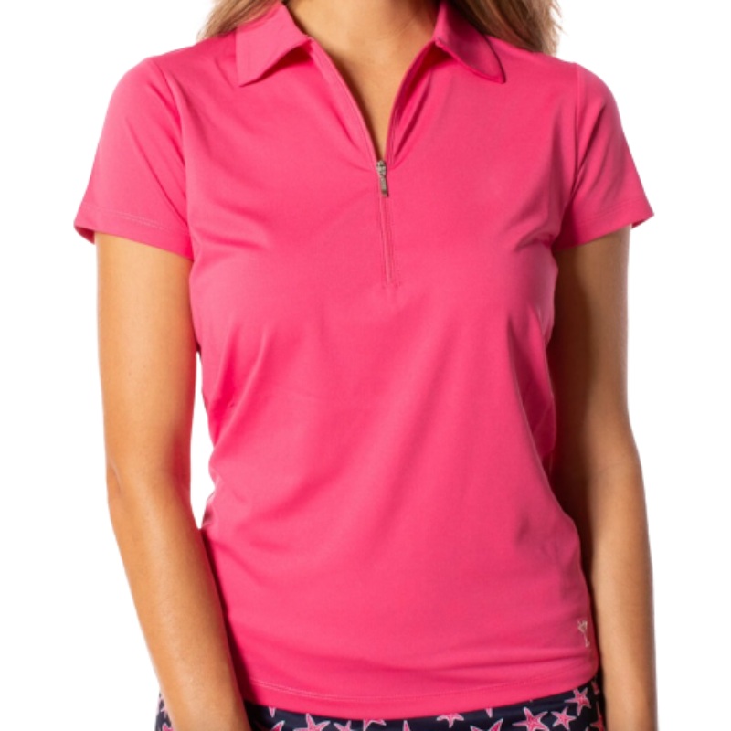 Golftini S/S Zip Tech Polo – Hot Pink