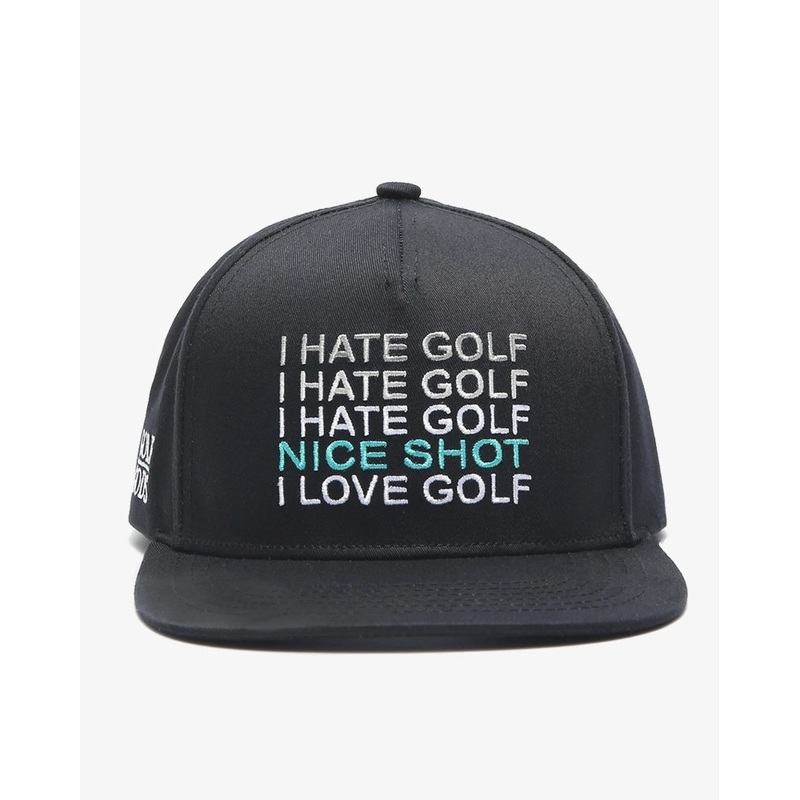 I Hate Golf Black SnapBack Golf Hat – Flat Brim